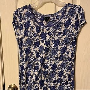 Knee length blue and white dress